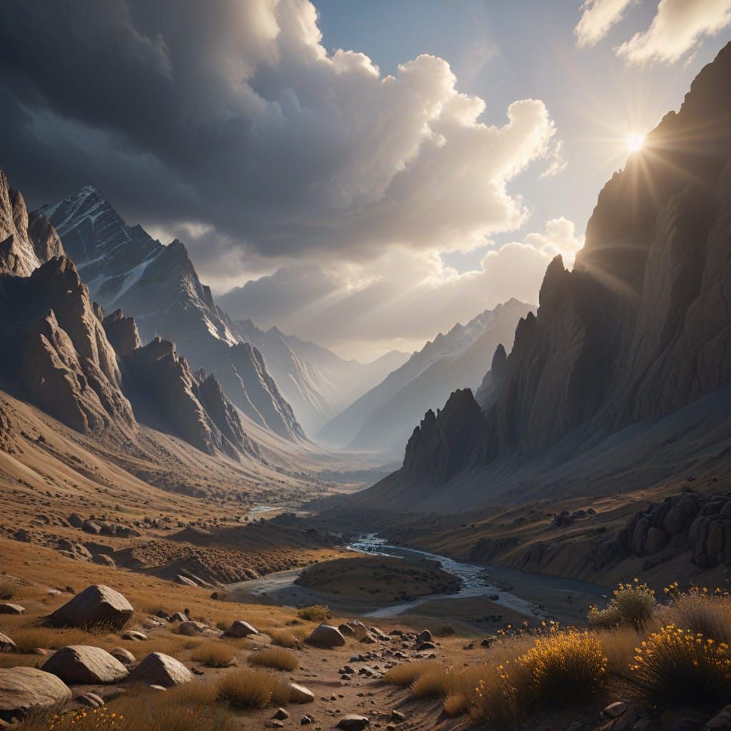 Spectacular Afghan Mountains in Radiant Golden Light