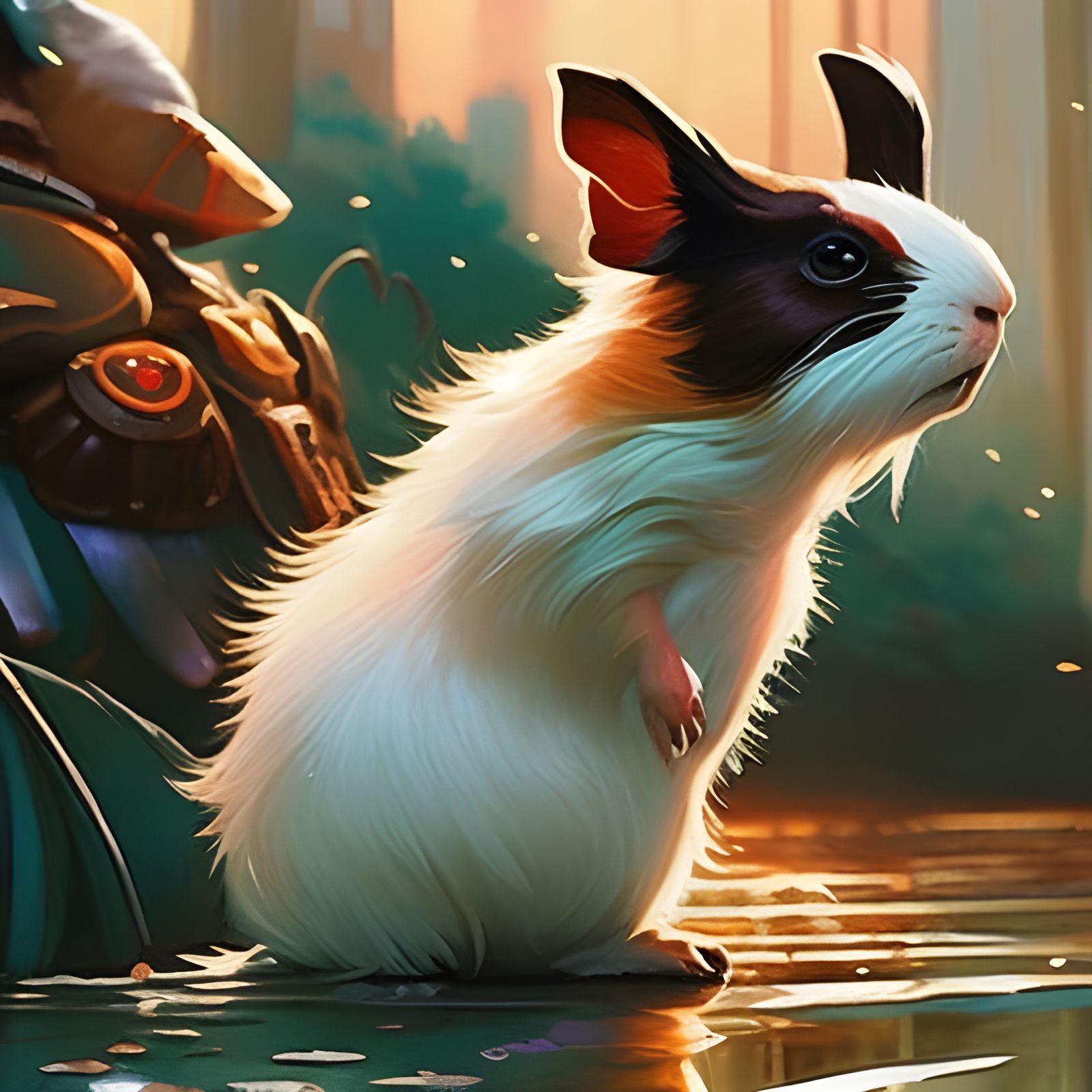 Guinea Pig Knight Uggles: Majestic Oil Painting