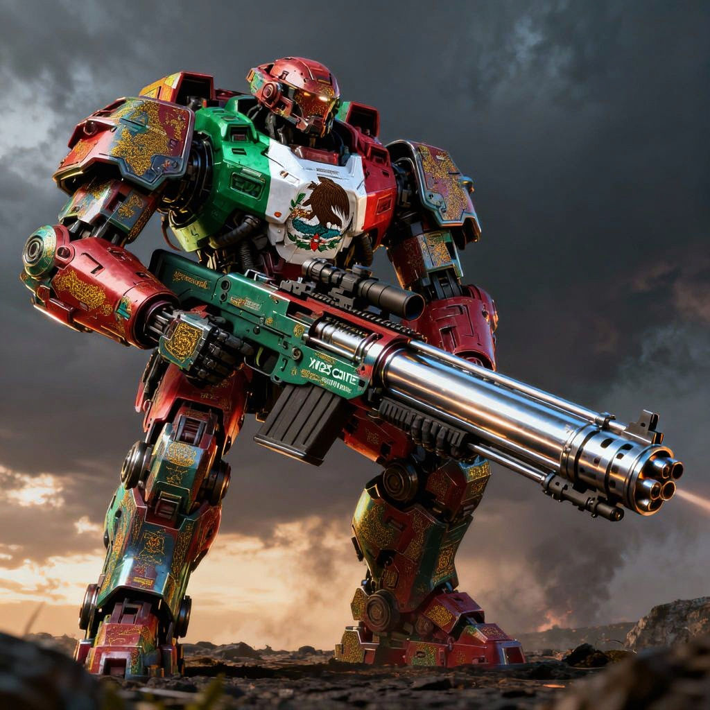 Mecha Warrior with XM25 Grenade Launcher in Cinematic Style