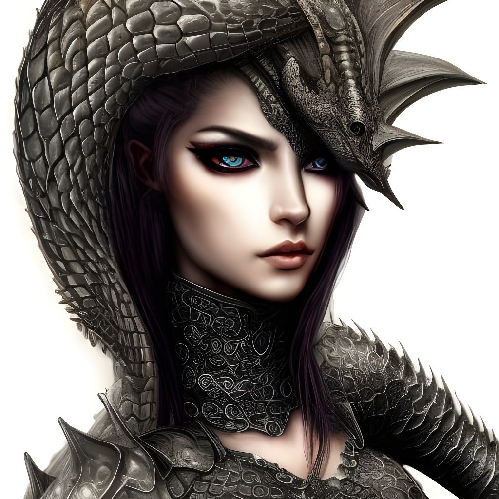 Dragon Warrior Woman in Gothic Art Style