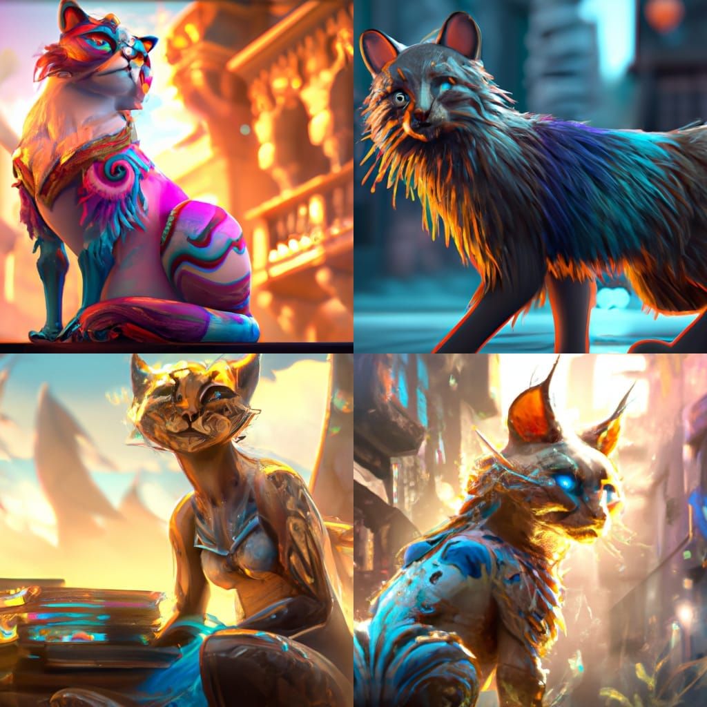 Hyperdetailed Cat Concept Art in Art Nouveau Style