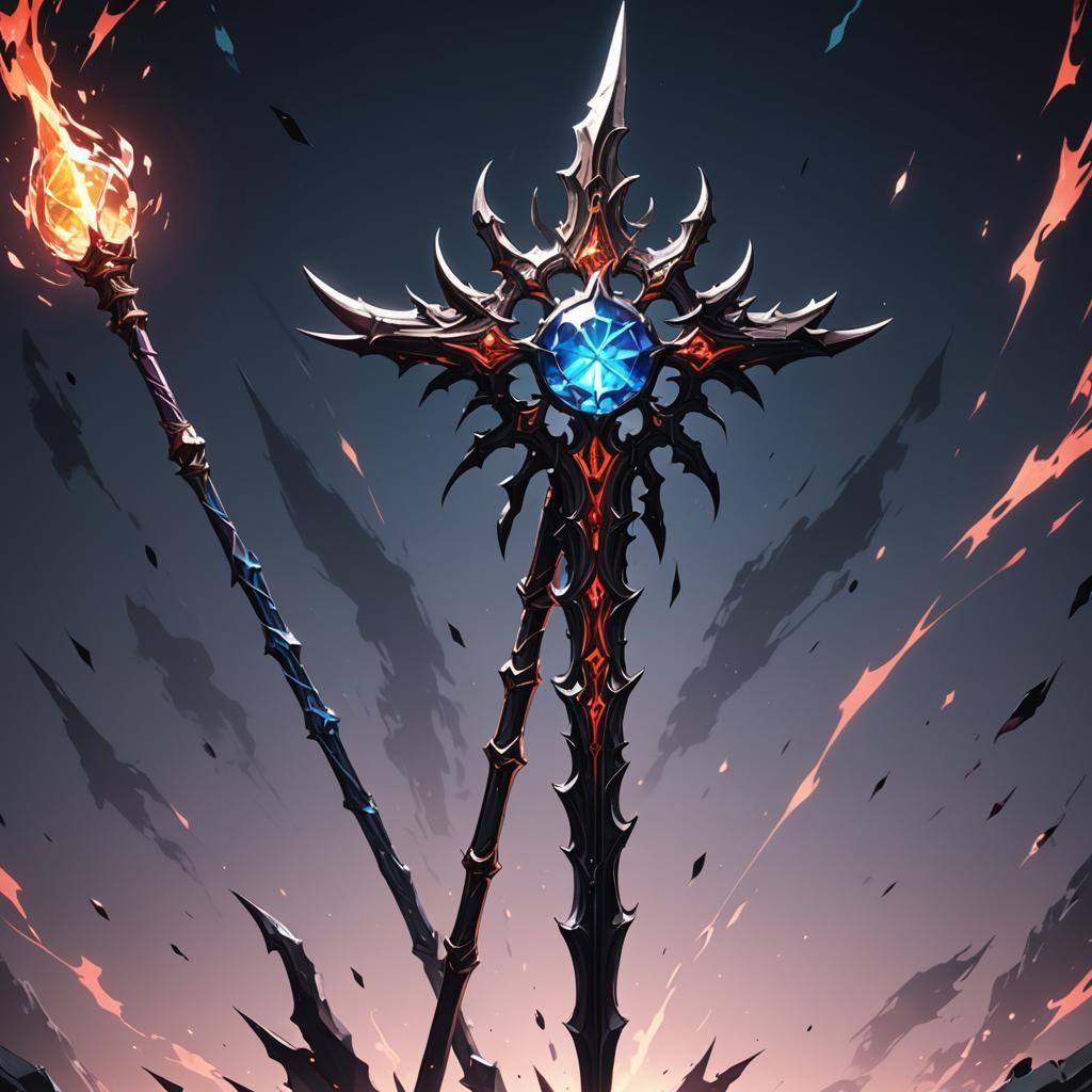Demonic Crystal Staff in Anime Style