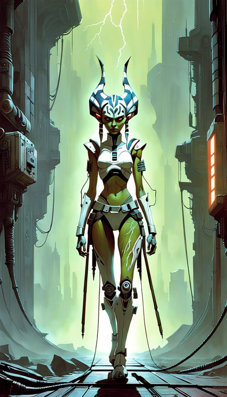 Cyberpunk Ahsoka Tano as Frankenstein's Monster