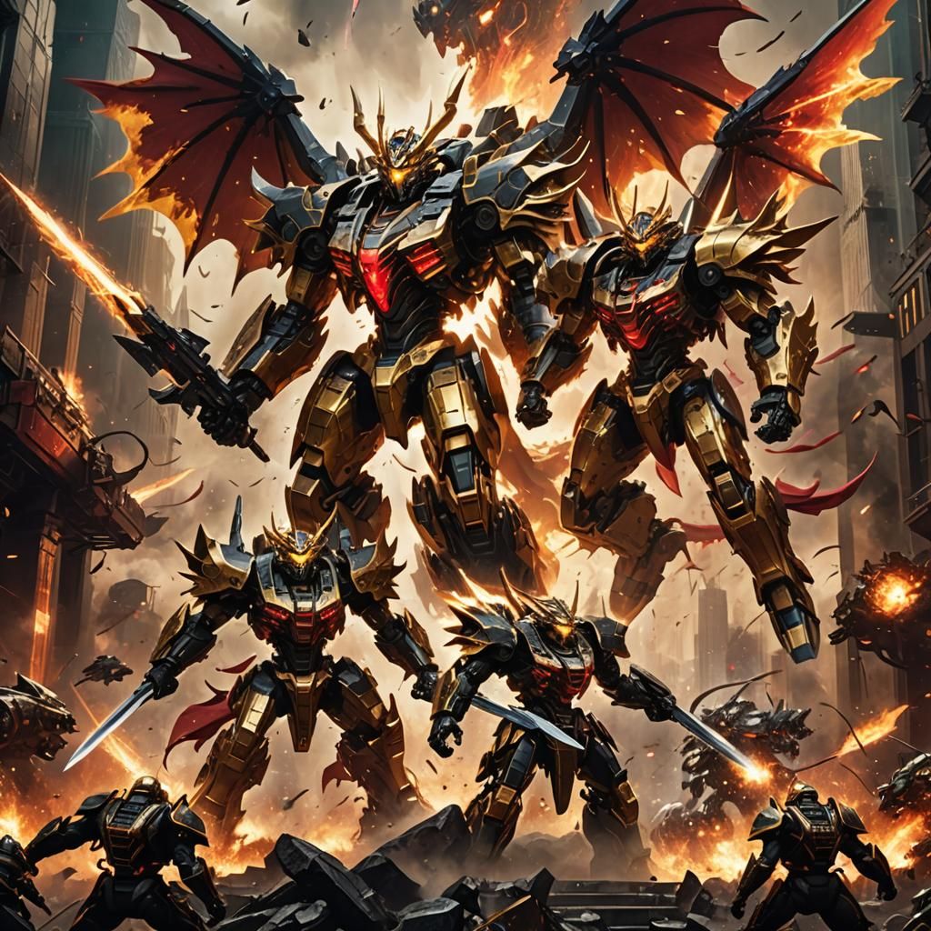 Mecha Clash in Sci-Fi Dragon War