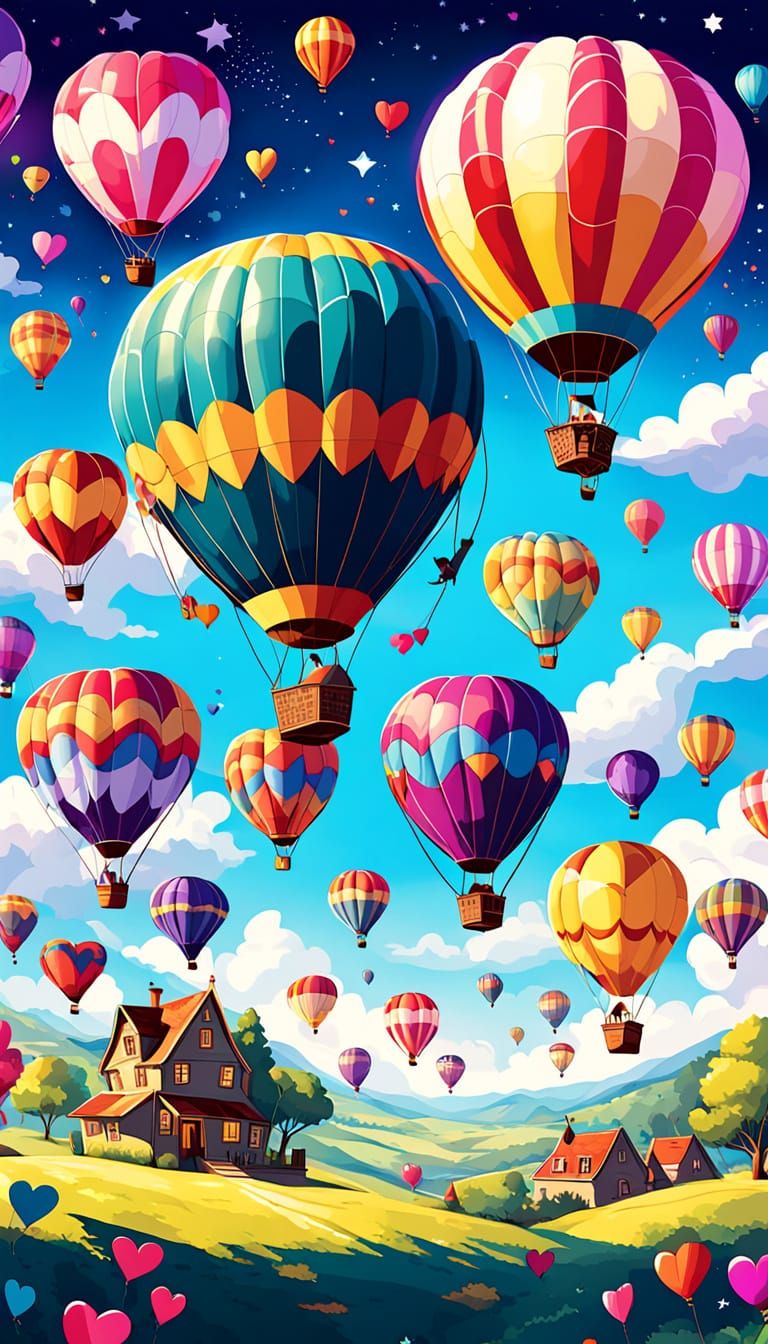 Magical Balloon Festival Blanket Design with Joyful Cartoon ...