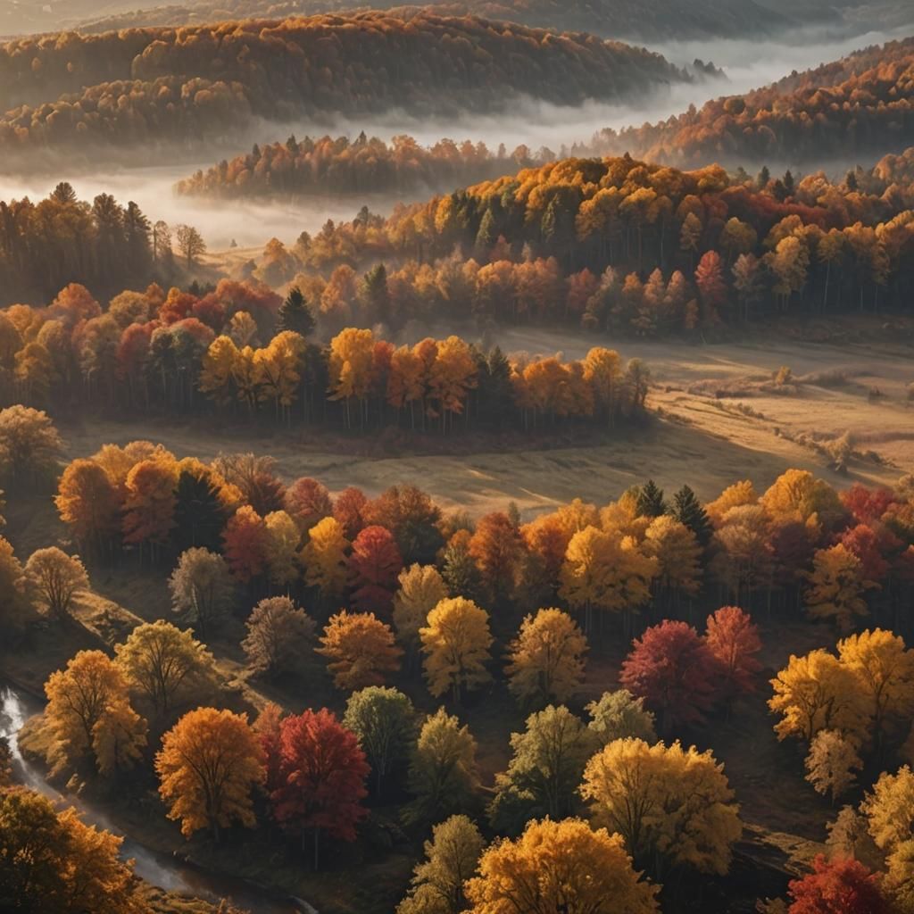Lithuanian Fields in Autumn Morning, Matte Painting