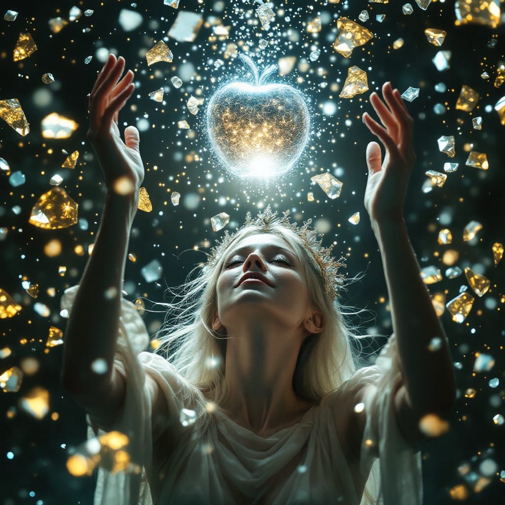 Black Apple Witch Radiant Transformation Cinematic Portrait