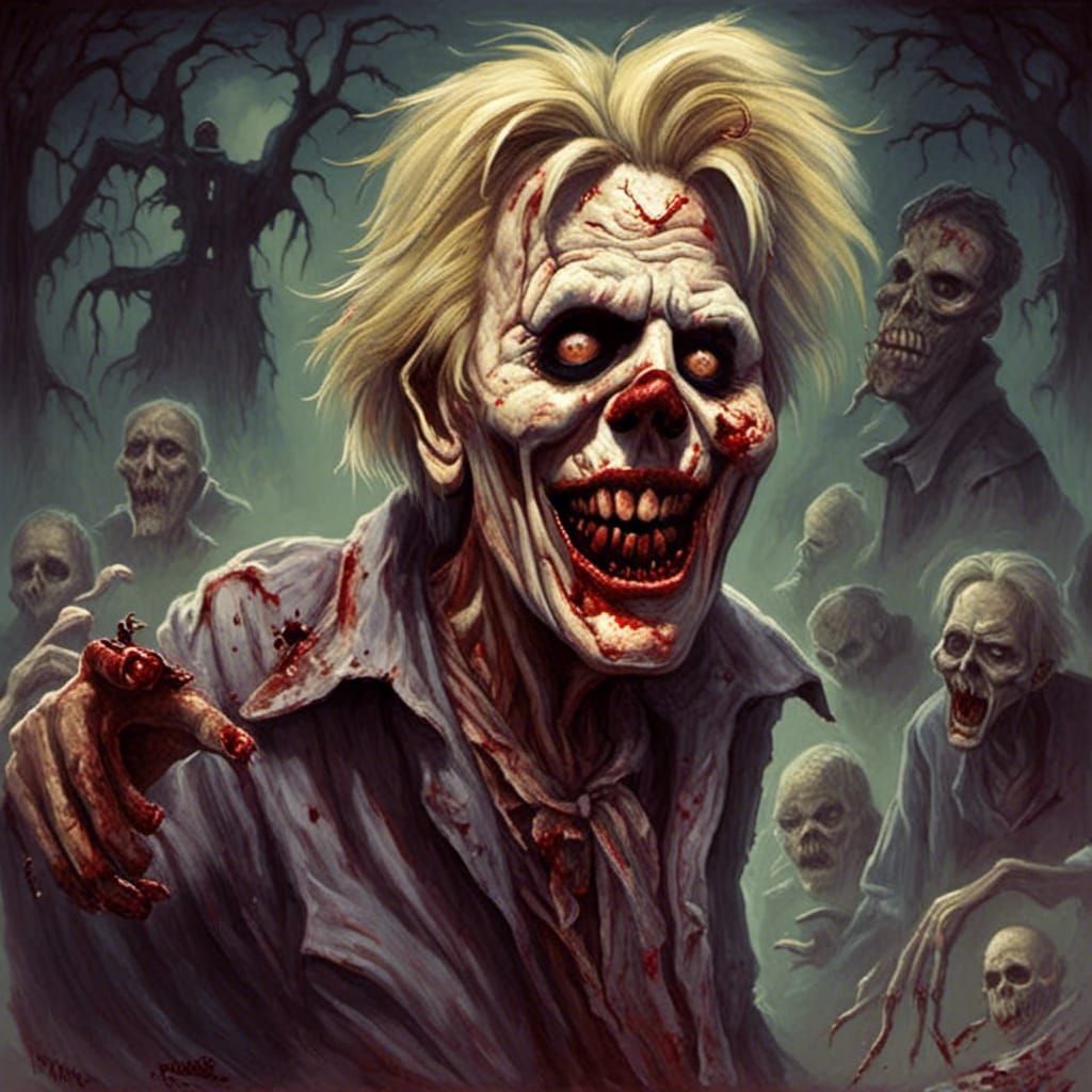 Gary Busey Zombie Portrait in Dark Style