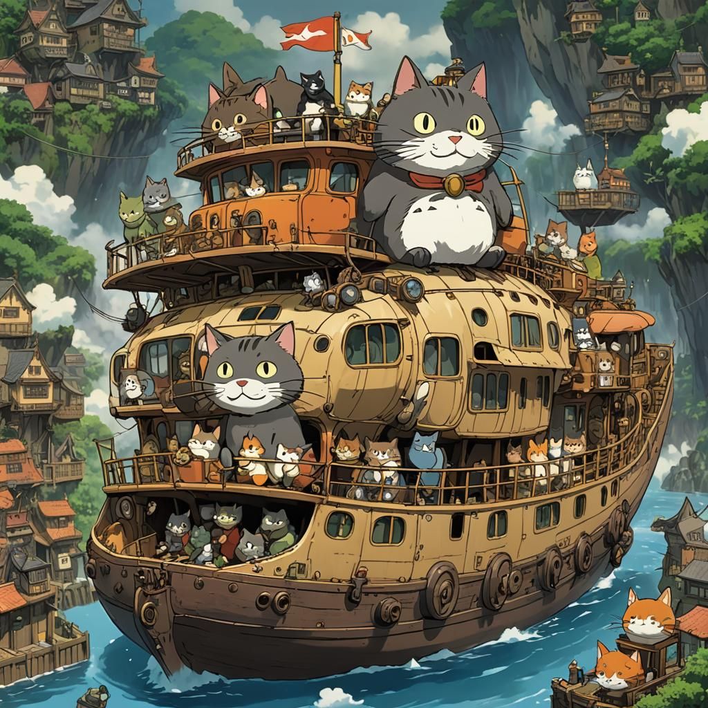 Anime Cat-Ship Inspired by Studio Ghibli