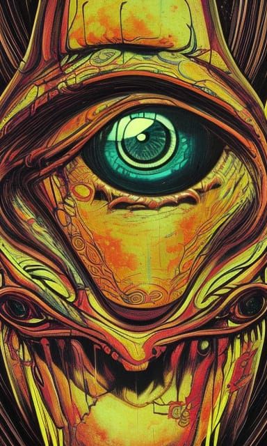 All Seeing Cyclops Eyeball in Macabre Neon Art