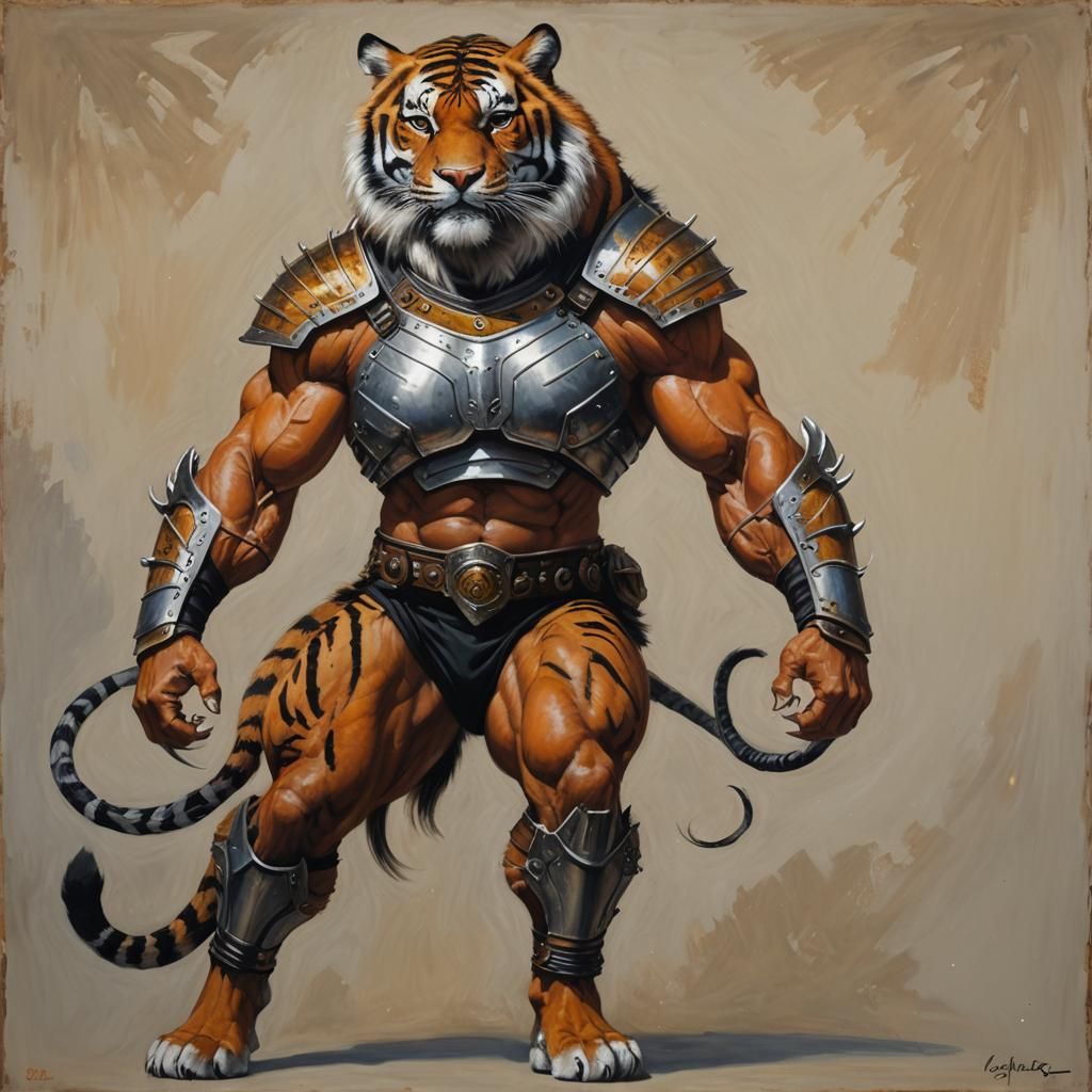 Renaissance Tigress Portrait in Oil Painting Style