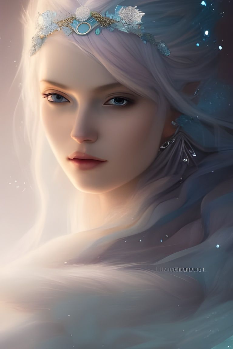 Icy Norse Goddess Portrait in Digital Art Style
