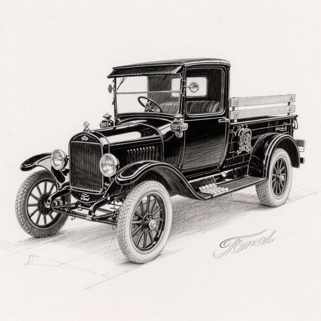 1925 Ford Model T Transformed into 2025 F250 in Detailed Pen...