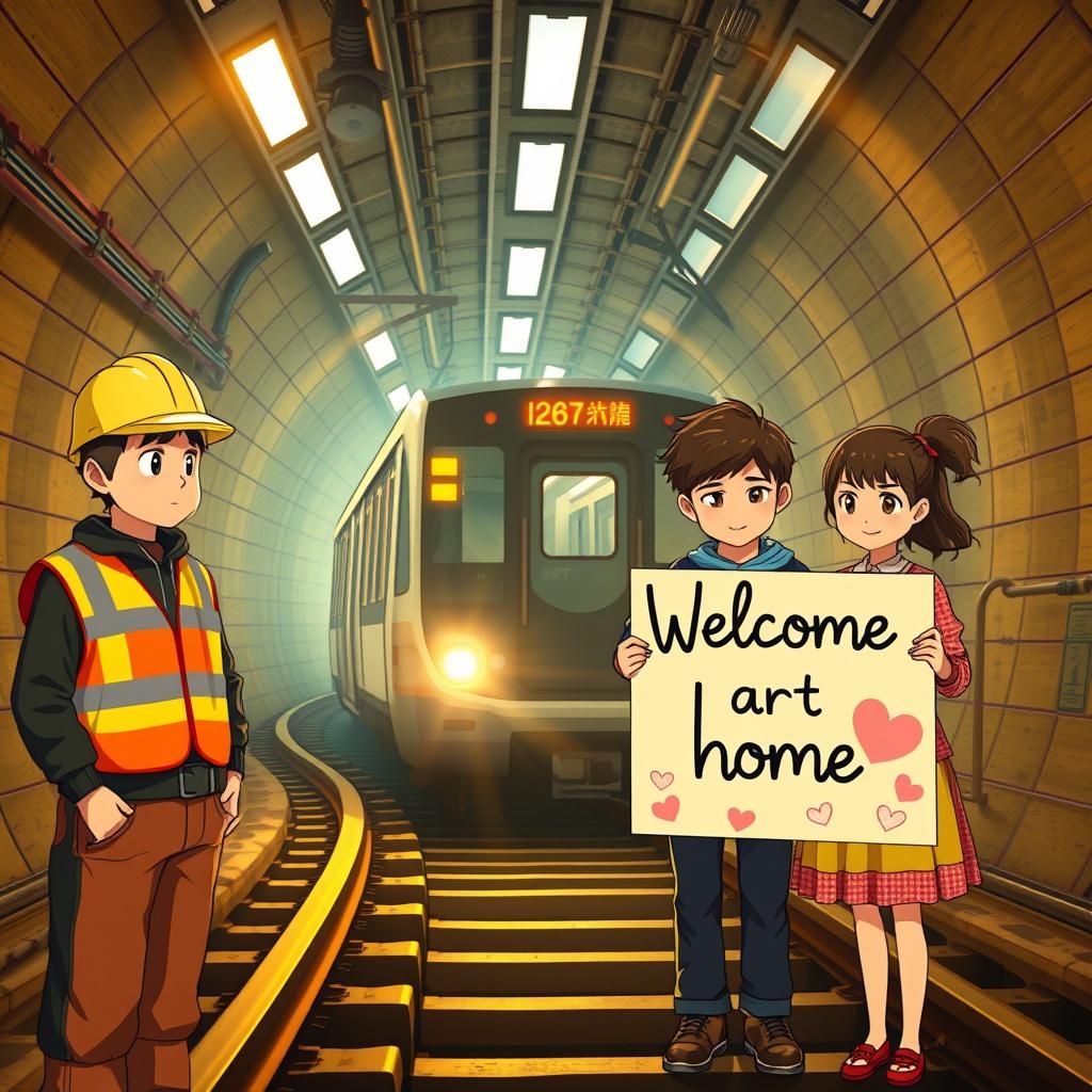 Singapore MRT Tunnel: 3D Anime Construction Worker