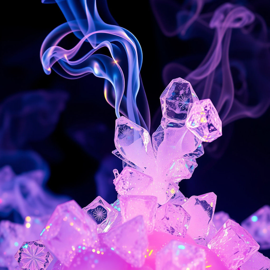 Iridescent Molten Substance Transforms into Crystalline Glas...