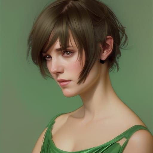 Portrait of Woman with Short Brown Hair