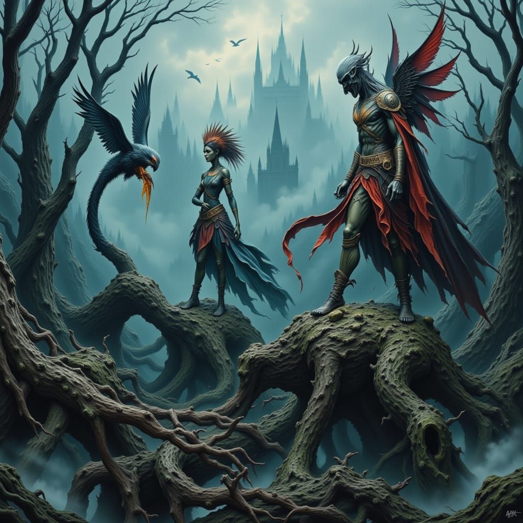 Dark Angel with Wings of Prey