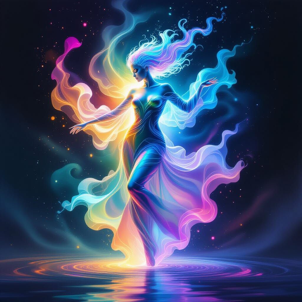 Rainbow Plasma Phantom Dances: Hyperrealistic Splash Art