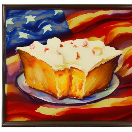 American Pudding in Gouache Watercolor Style