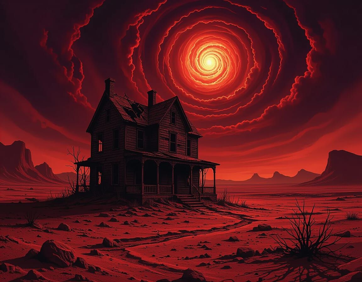 Haunted Martian House in Dark Fantasy Style