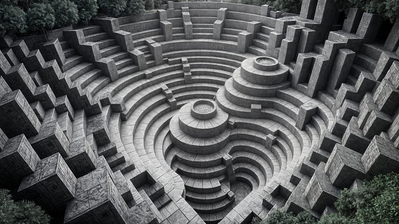 Terraced Garden of Dimensional Terrors in Abstract Style