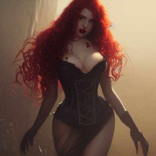 Voluptuous Vampire Beauty in Dark Fantasy Style