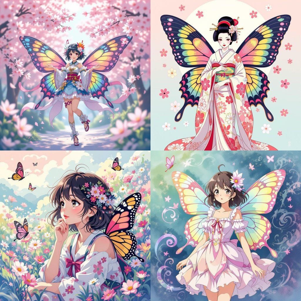 Confused Butterfly in Anime Style