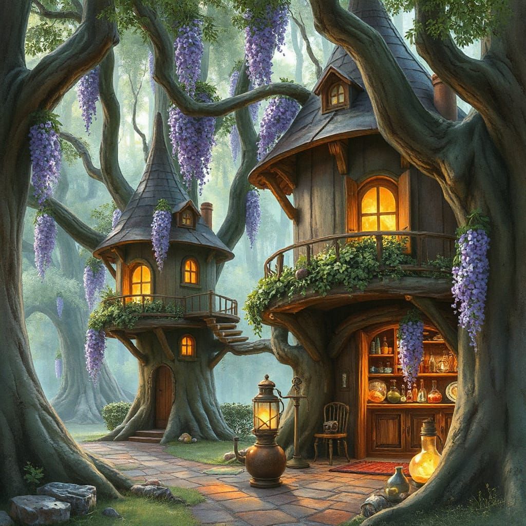 Enchanted Treehouse Grove in Disney Concept Art Style
