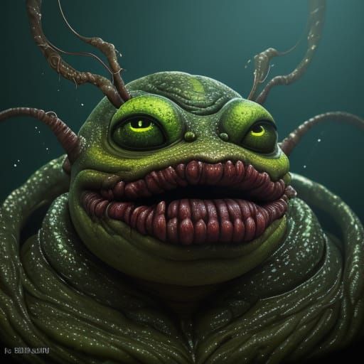 Grotesque, Deformed Creature in Hyper-Realistic 8K Close-Up