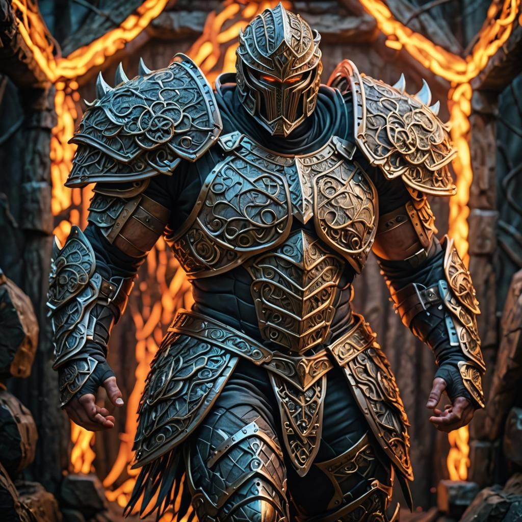 Armored Slavic Warrior in Organic 3D Mesh