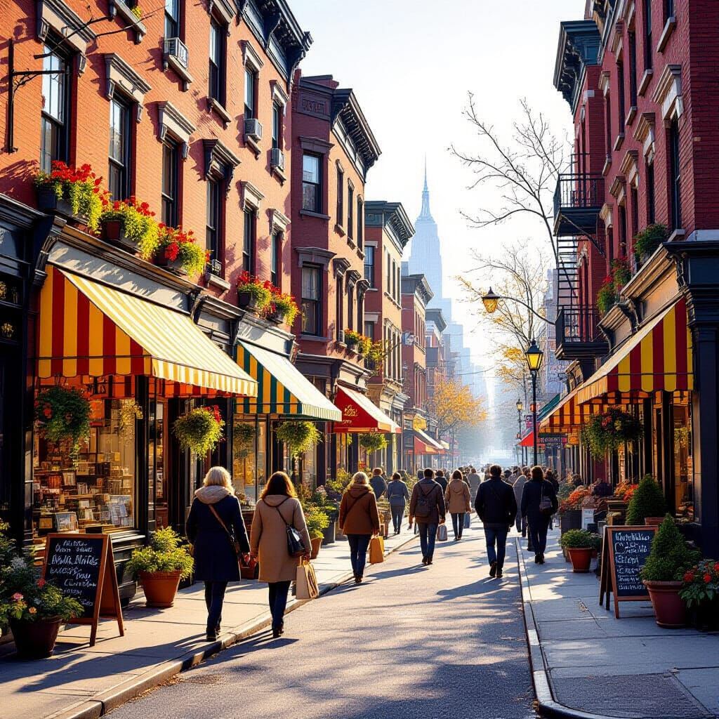 Vibrant City Block at Golden Hour