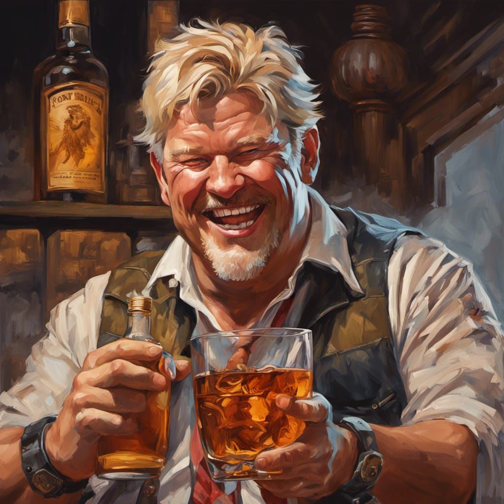 John Daly Laughing, Oil Painting Portrait
