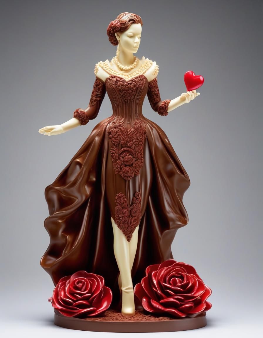 Hyperrealistic Chocolate Sculpture of a Woman