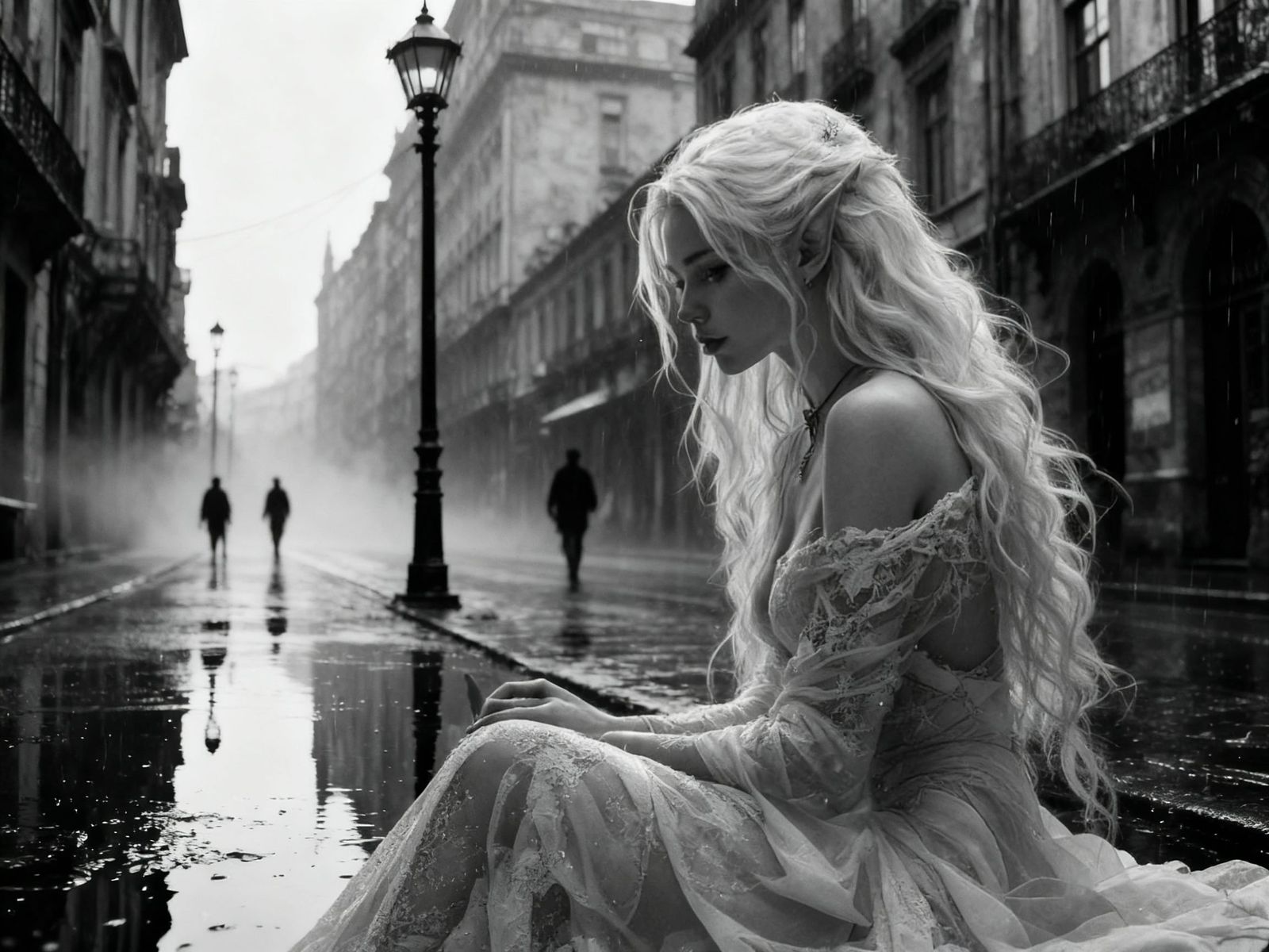 Enchanting Fae in a Misty, Fading Cityscape