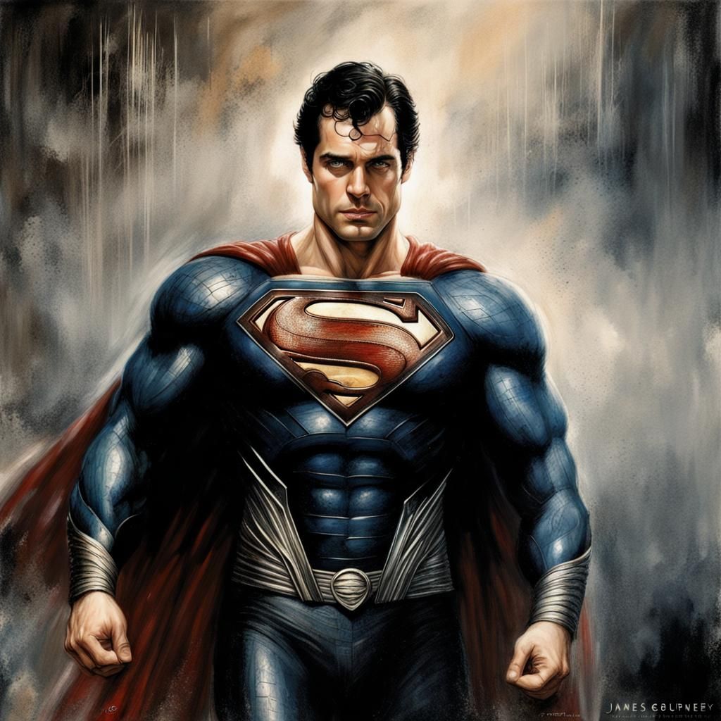Epic Superman Artwork in Maximalist Style