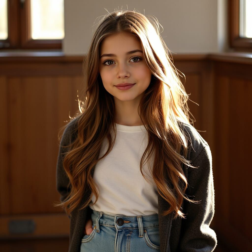 Charming Teenage Girl Portrait in Soft Natural Light
