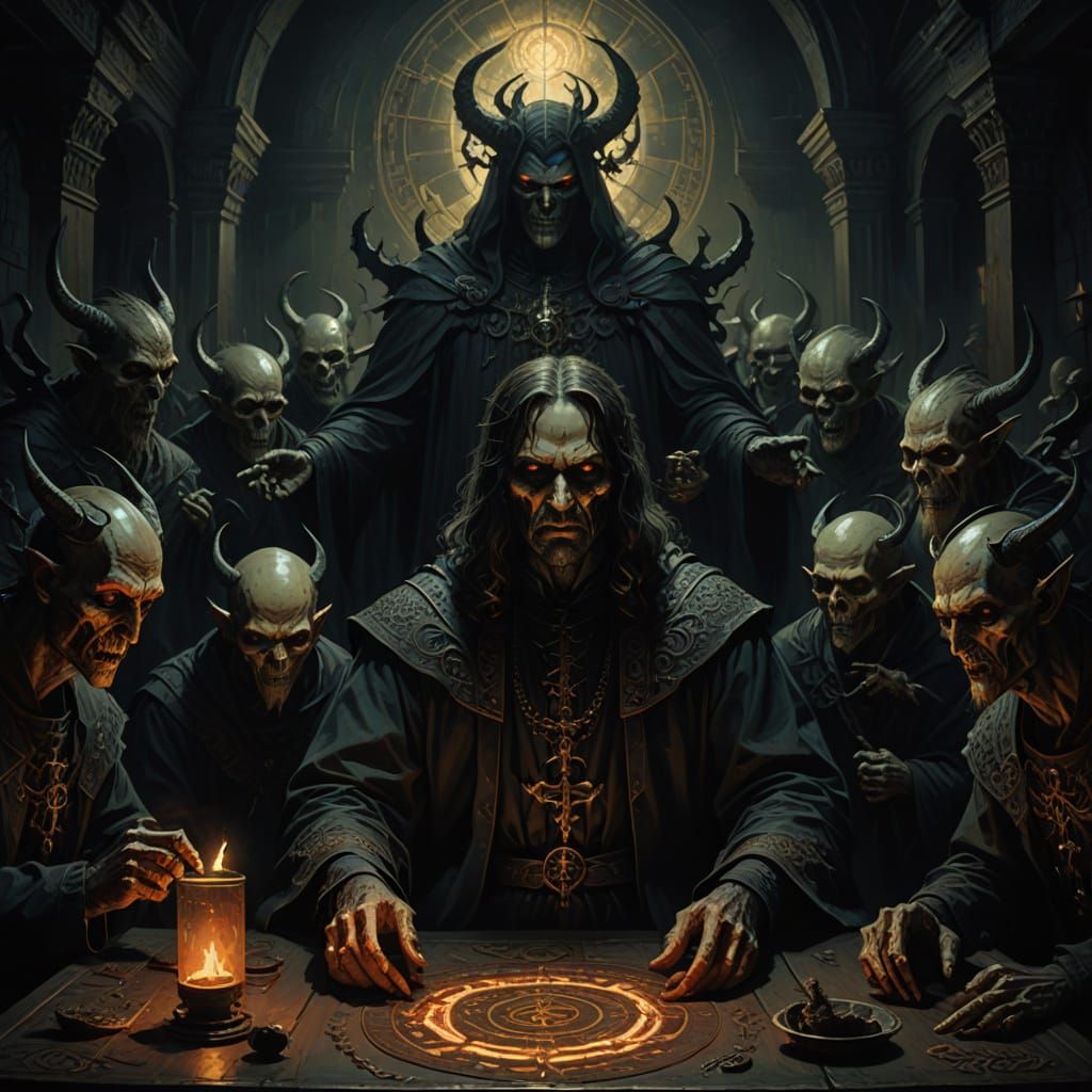 The Antichrist's Dark Banquet: A Surrealistic Masterpiece