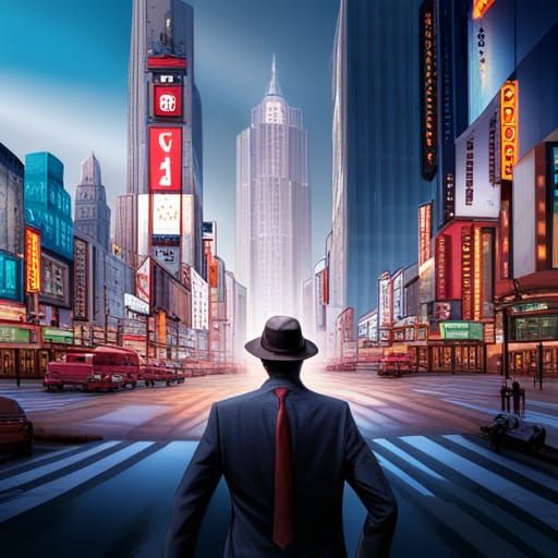 Man in Mask Walks Deserted City: Hyperrealistic Art