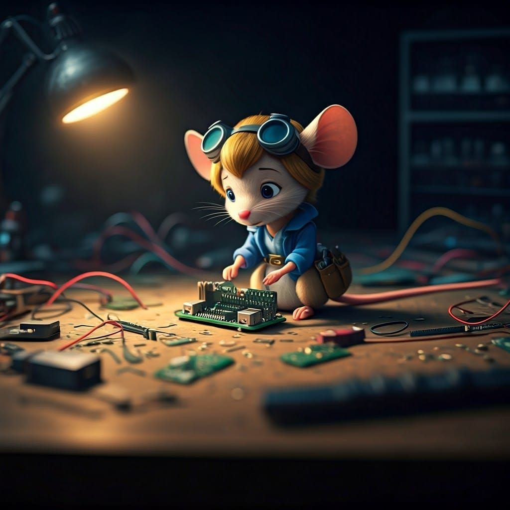 Gadget Hackwrench in Moody Workshop Scene