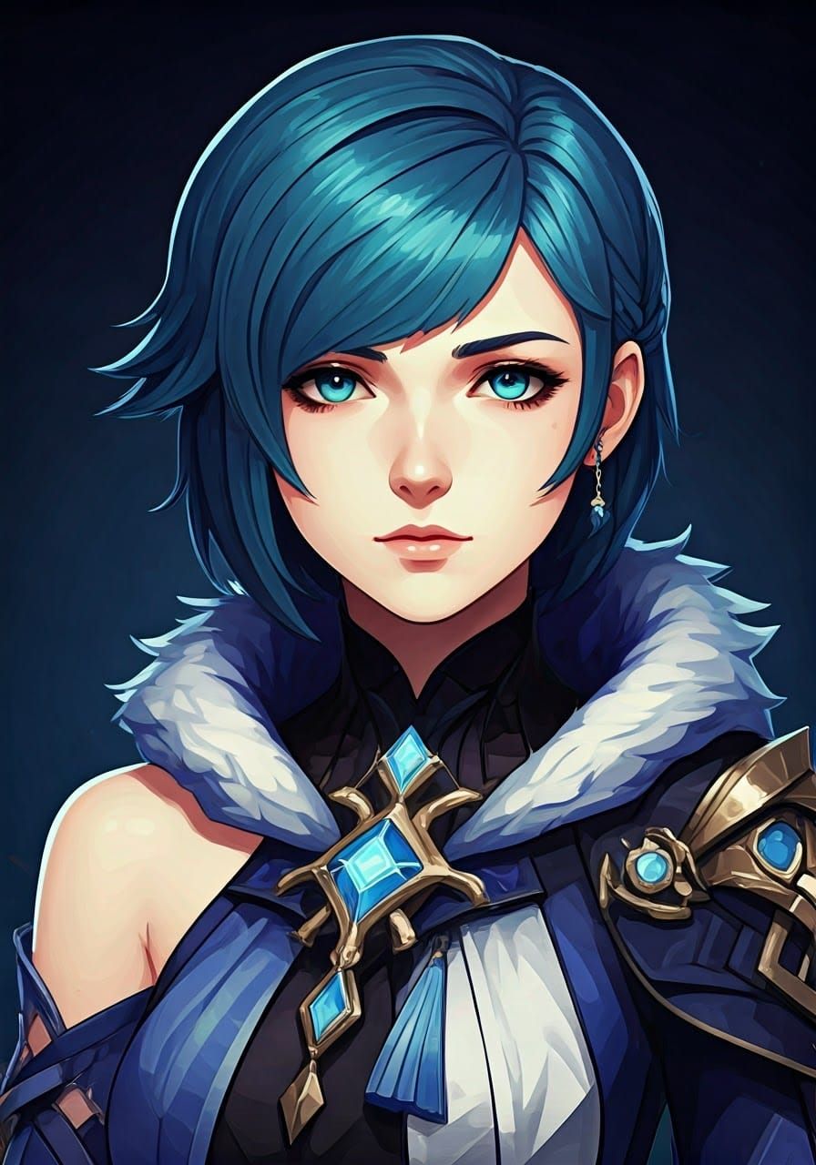 Yelan from Genshin Impact in Neo-Cubist Style