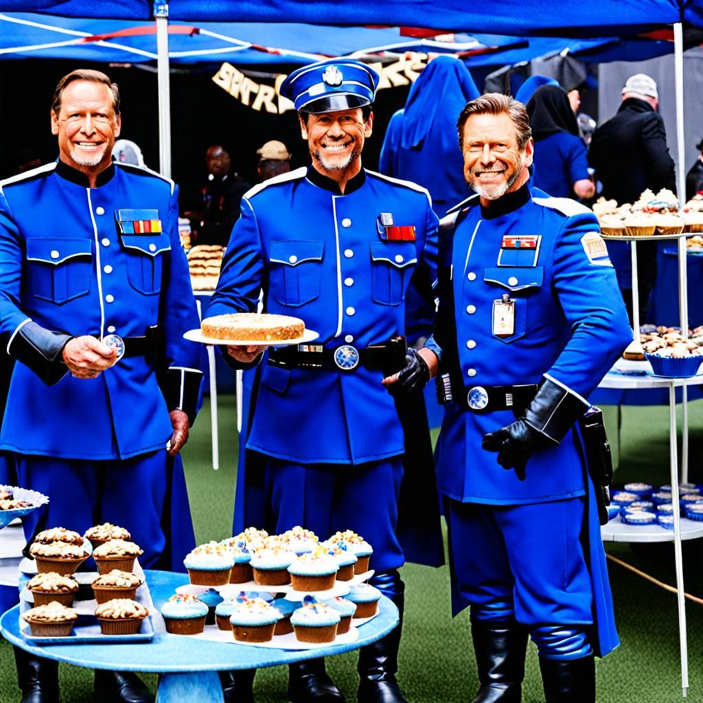 Men in Star Wars Uniforms Holding Bake Sale