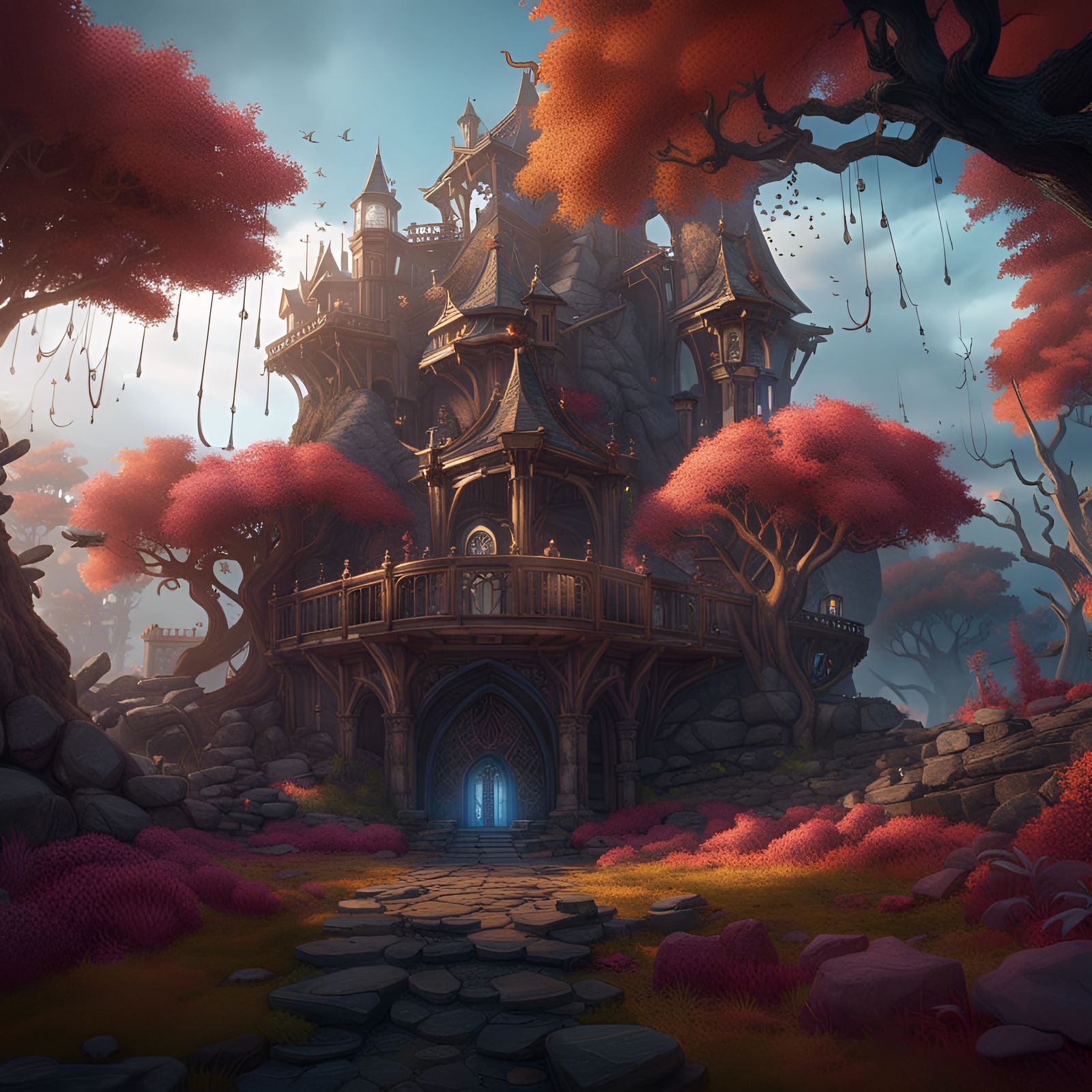 Fantastical Landscape in Deep Color as Matte Painting