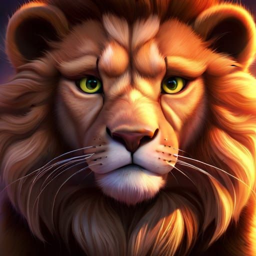 Adorable 3D Fluffy Lion Cub in Pixar Style