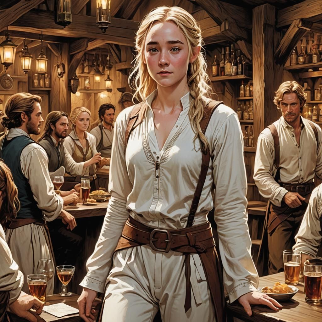 Saoirse Ronan as Elf in Fantasy Tavern, Comic Book Art