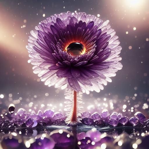 Amethyst Chrysanthemum Macro Photograph in DSLR Style