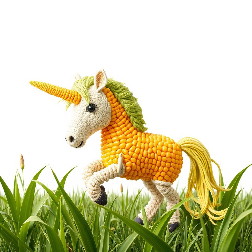 Corn Unicorn Unveiled in Whimsical Farm Scene