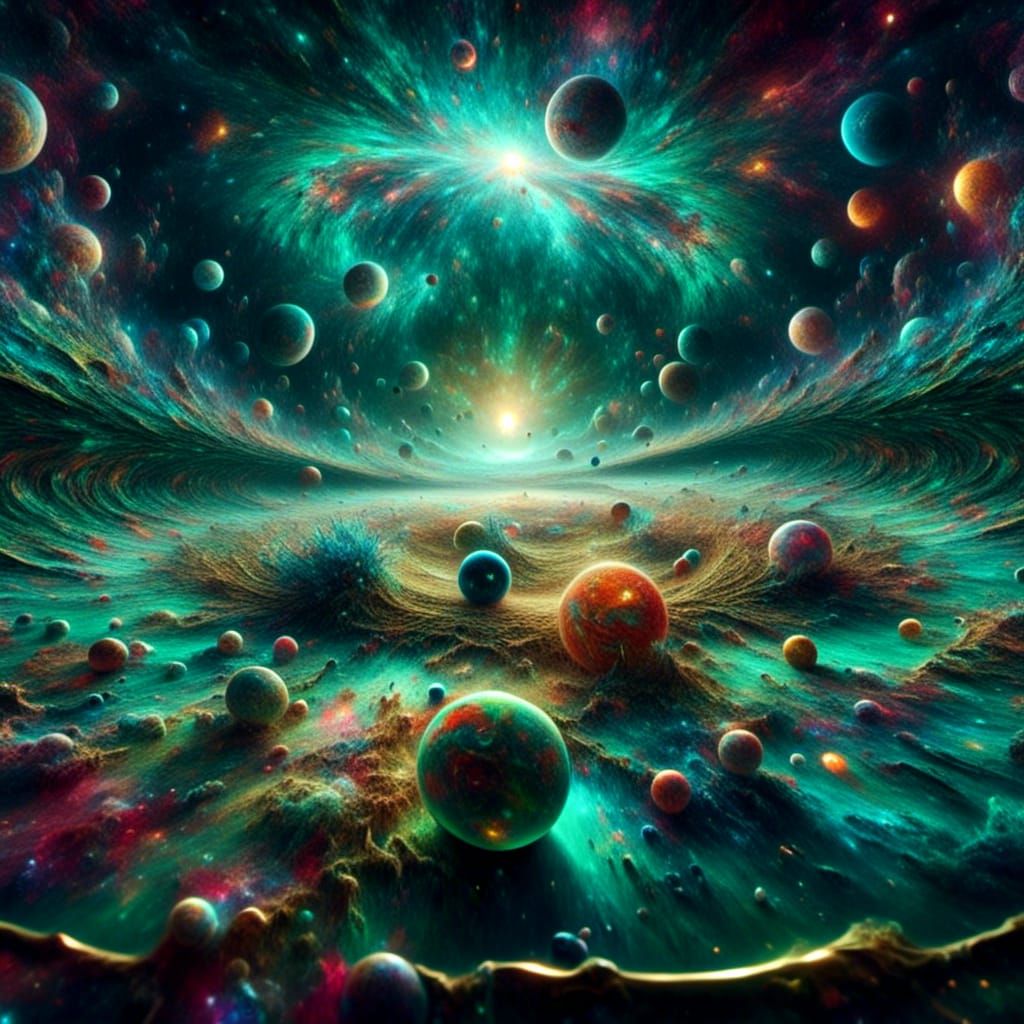 Cosmic Snooker Table with Planetary Balls