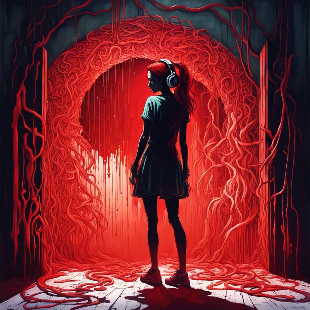 Girl Before Portal: Graffiti Art in LED