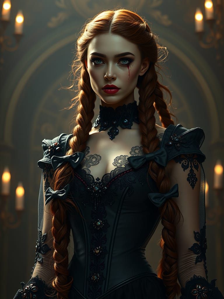 Gothic Vampire Woman in Hyper-Realistic 8k Detail