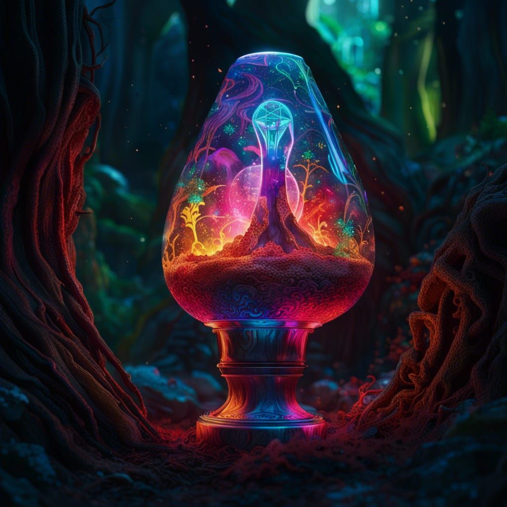 Colorful Retro Lava Lamp in Magical Forest